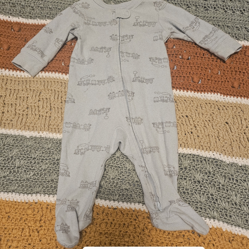 Carter's Gray Footies One Piece with Ribbed Cuffs
